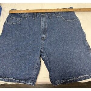 Wrangler Men's Carpenter Denim Shorts Blue Cotton Pockets Zip Logo 9” Inseam